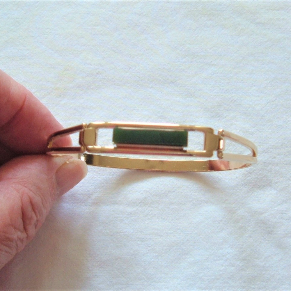 Gold/Green "Treasured Jade" Cuff Bracelet